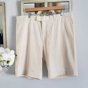 Men's 40 POLO Ralph Lauren Silk Blend Flat Front Khaki Shorts Dress Golf Preppy